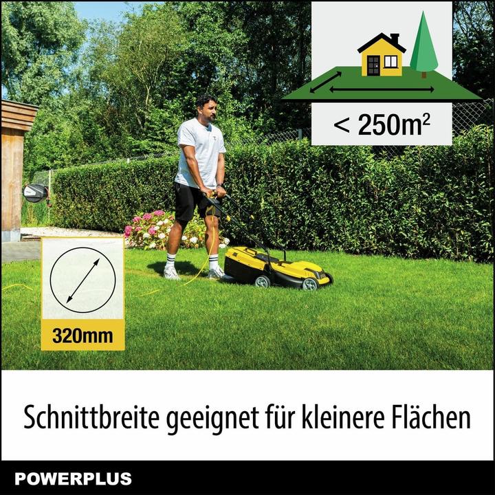 Produktbild Powerplus Rasenmäher POWEG62205 30 L 1300 W 230 V 32 cm 20-70 mm (Netzbetrieb)