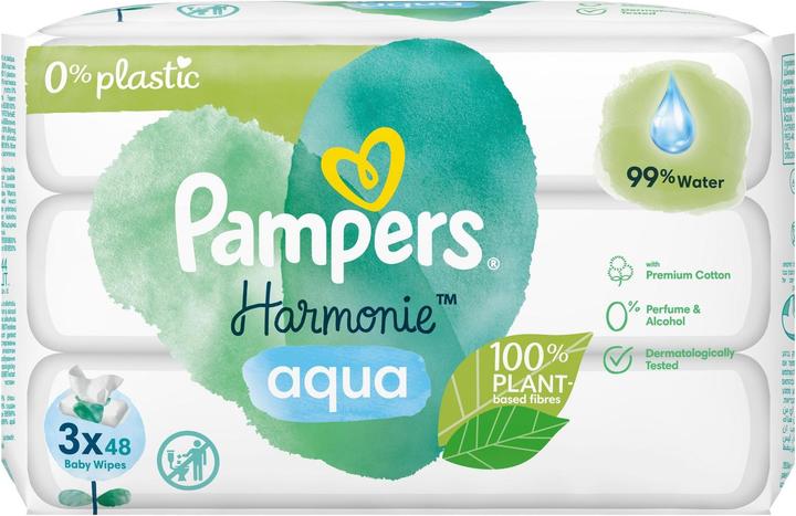 Actual product image Pampers Harmonie Aqua Baby Wipes x144 (3 x 48 pcs.)