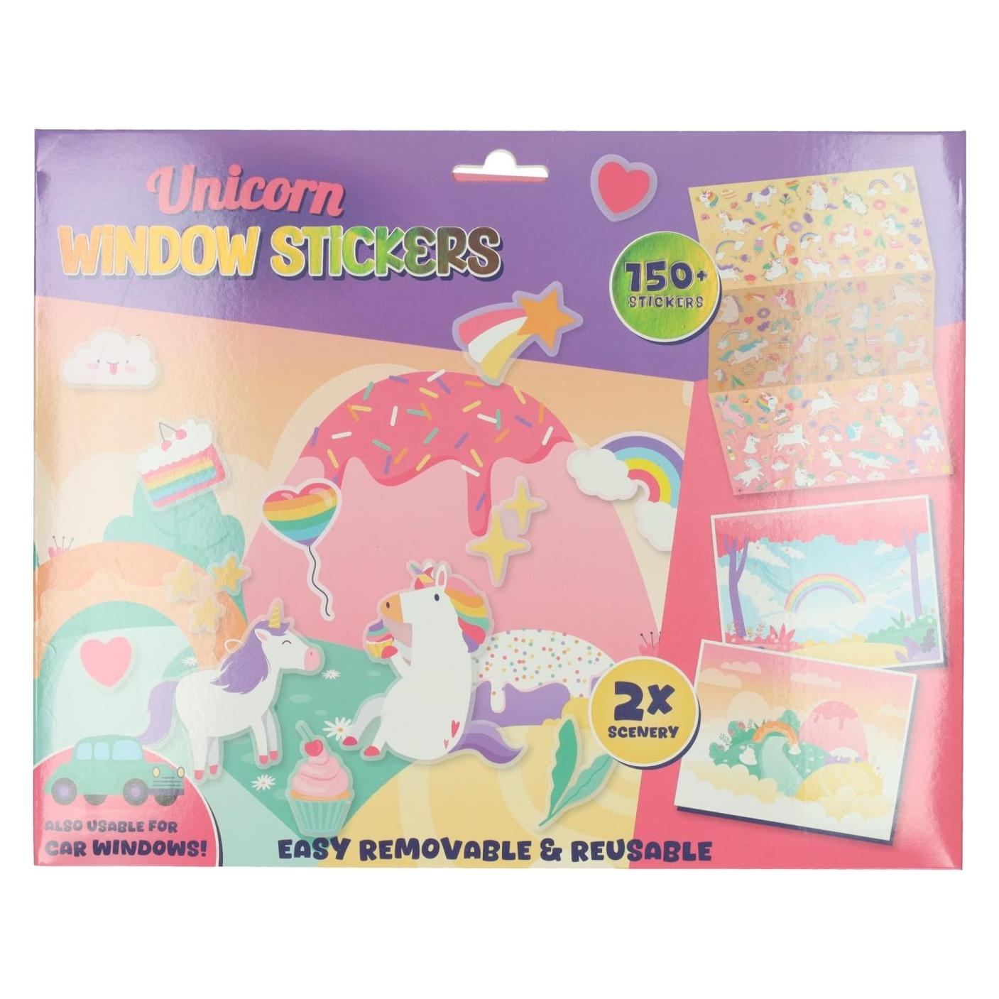 Wins Holland, Stickers, Wiederverwendbare Einhorn-Fensteraufkleber, 150 Stück.