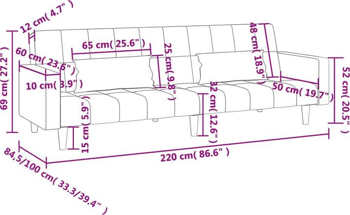 Produktbild vidaXL Schlafsofa (2-Sitzer)