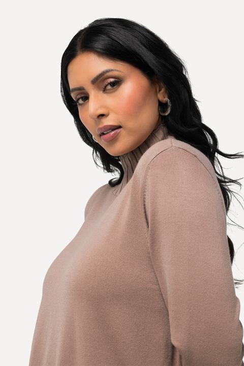 Produktbild Ulla Popken Pullover, gerippter Stehkragen, Langarm (56)