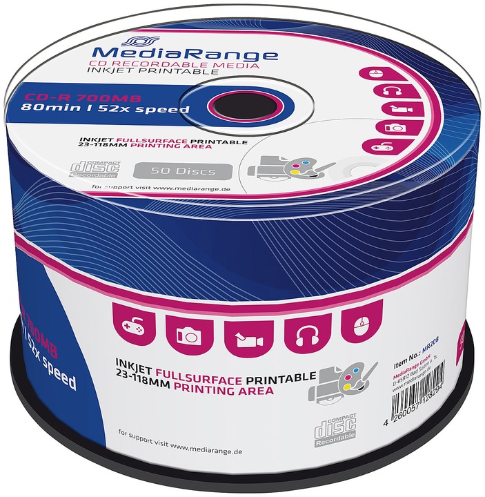 Produktbild MediaRange CD-R - printable, 50er-Spindel (50 x)