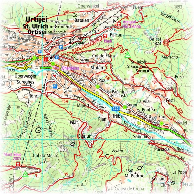 Val Gardena, Seiser Alm / Val Gardena, Alpe di Siusi Hiking and Cycling Map 1 : 35 000 35000
