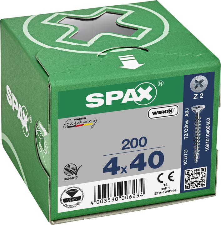 Produktbild Spax Senkmultikopf Kreuzschlitz Z2 Vollgewinde Wirox (200 Schrauben pro Stück)