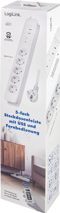 Produktbild LogiLink Steckdosenleiste,5xCEE 7/3 m.Fernbed. (5 x, CEE 7/3, 1.50 m)