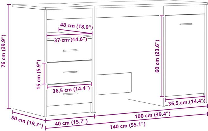 Image du produit vidaXL Moderner Schreibtisch (50 x 50 x 76 cm)