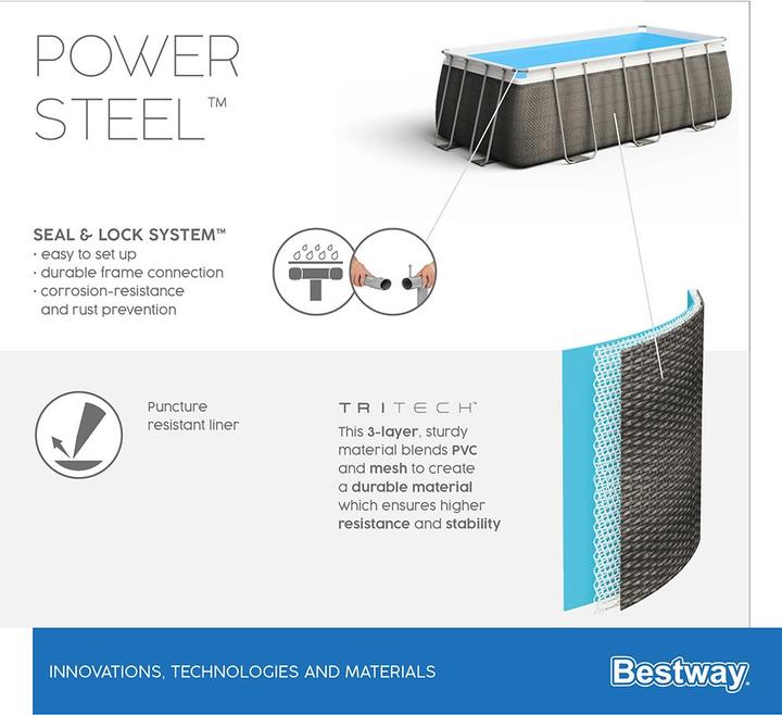 Actual product image Bestway Rectangular Power Frame Pool (412 x 201 x 122 cm)