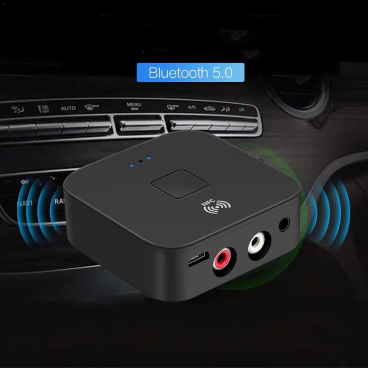 Actual product image Deltalabs 2in1 NFC Bluetooth 5.0 HD Audio Receiver mit 3.5mm Klinke / Cinch - Schwarz (Transmitter & Receiver)