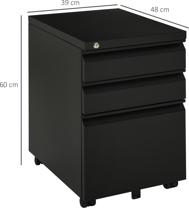 Produktbild Vinsetto Rollcontainer mit Schubladen und Ablagefläche (39 x 48 x 60 cm)
