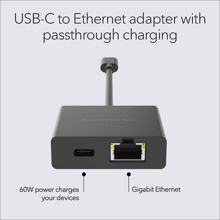 Image du produit Netgear Nighthawk USB-C to Ethernet Adapter (USB-C, RJ45 (1x))