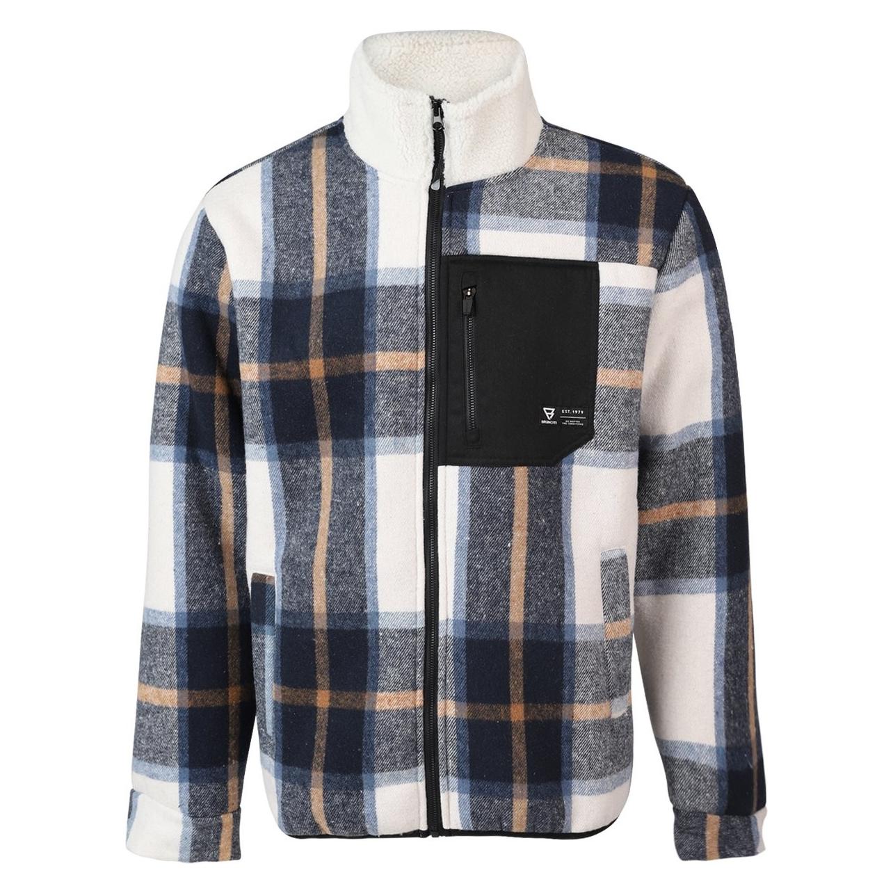 Brunotti, Mannen, Springer, Pello Heren Geruite Fleece Outdoor Jas - Navy - Maat S, Zwart, Blauw, (S)