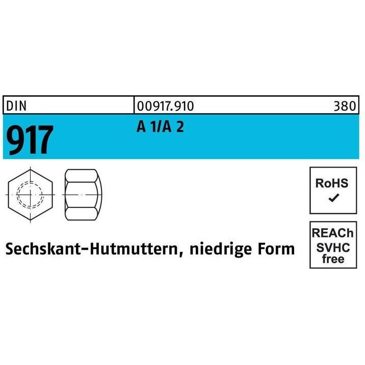 Reyher, Muttern + Unterlegscheiben, Sechskanthutmutter DIN 917 niedrige Form M 6 A 1/A 2