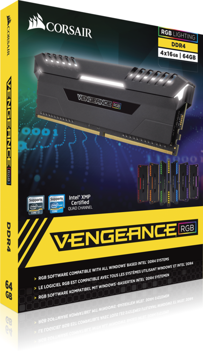 Produktbild Corsair DDR4 Vengeance RGB LED (4 x 16GB, 3000 MHz, DDR4-RAM, DIMM)
