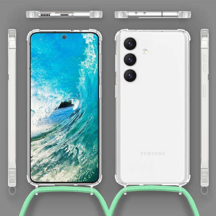 Actual product image Nalia Clear hybrid case with chain to hang around the neck