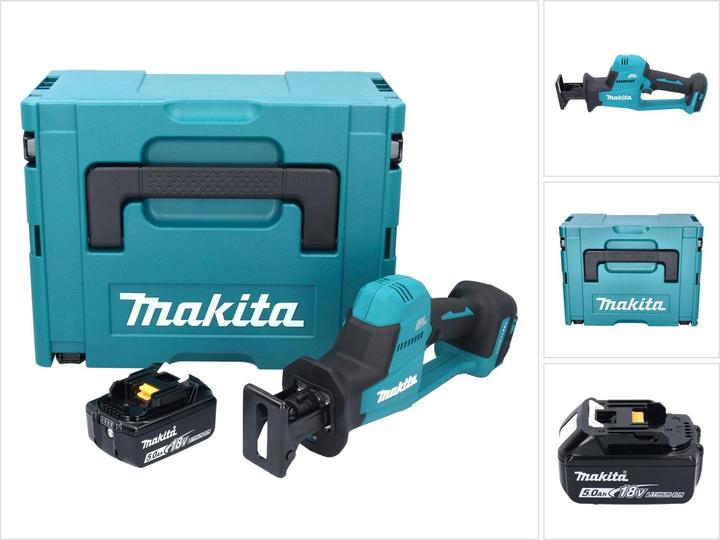 7-18Z ( B-05038 ), 1x Recipro blade BIM 152, 6-11Z ( B-05044 ), 1x Recipro blade HCS 203, 1x Makita DJR 189 cordless Recipro saw, 1x Recipro blade BIM 152, 6-10Z, 1x Makita BL 1850 B 18 V 5.0 Ah battery ( 197280-8 ), 1x Makita MAKPAC plastic case, 1x universal insert, without charger