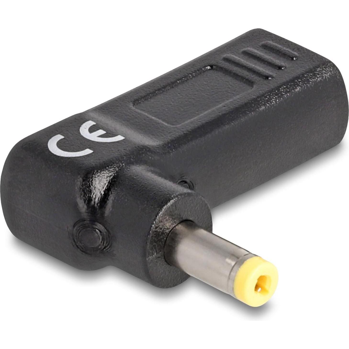 Thumbnail - Delock Adapter USB-C zu HP 4.8 x 1.7 mm 90° gewinkelt (USB Typ-C, 3.80 cm), Data + Video Adapter, Schwarz