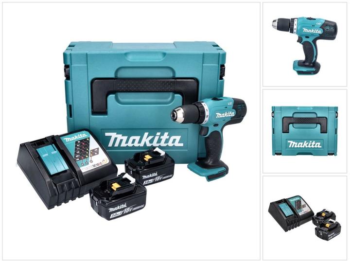 Makita DDF 453 RFJ Akku Bohrschrauber 18 V 42 Nm + 2x Akku 3,0 Ah + Ladegerät + Makpac (Akkubetrieb)