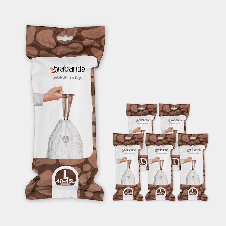 Produktbild Brabantia PerfectFit Vuilniszakken - 40/45 l - Code L - 6 rollen x 20 stuks (120 x, 45 l)