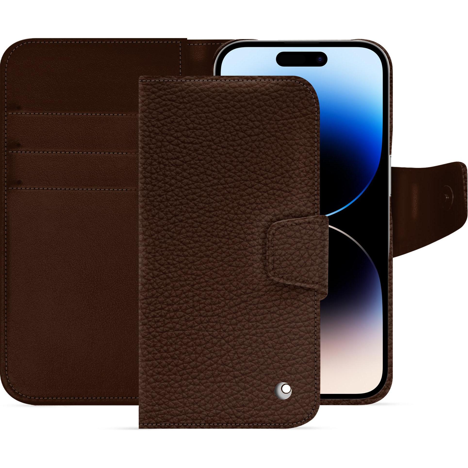Noreve Lederschutzhülle Apple iPhone 15 Pro (Apple iPhone 15 Pro), Smartphone Hülle, Braun