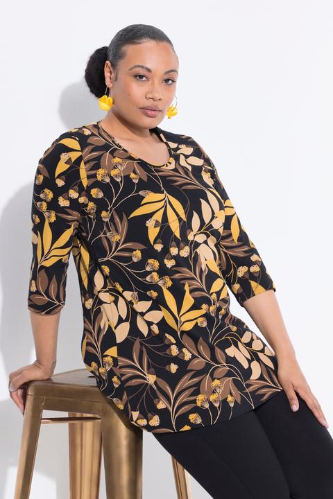 Immagine prodotto Ulla Popken Longshirt, Blüten, A-Linie, Rundhals, 3/4-Arm (62)