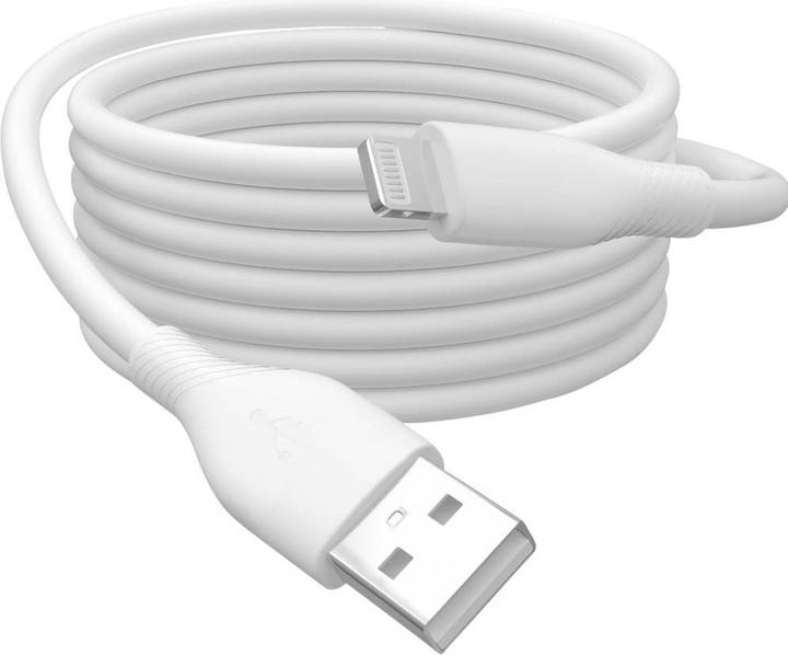 Actual product image Digitus Lightning silicone connection cable, USB-A - Lightning 1m, white (1 m, USB 2.0, 12 W)