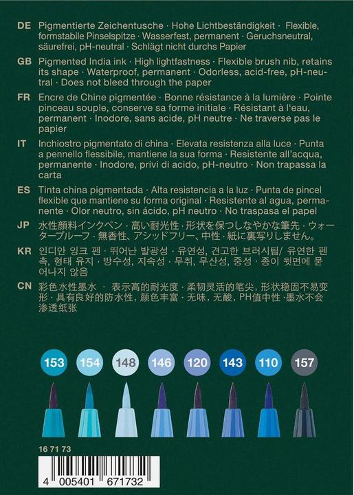 Immagine prodotto Faber-Castell Felt Pen Pitt Artist Pen Brush The Blues (8x)