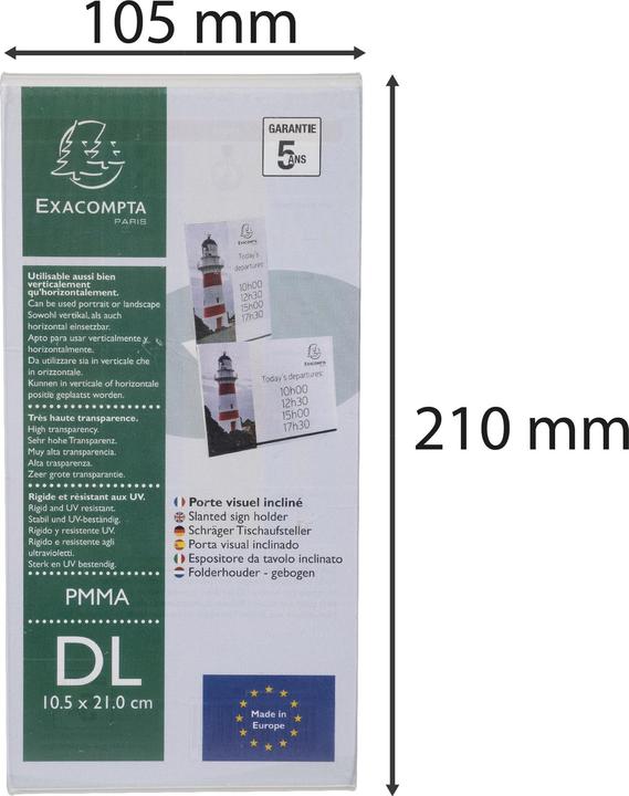 Image du produit Exacompta Porte-visuel incliné vertical DL - Cristal (10 x 21,5 cm, DL)