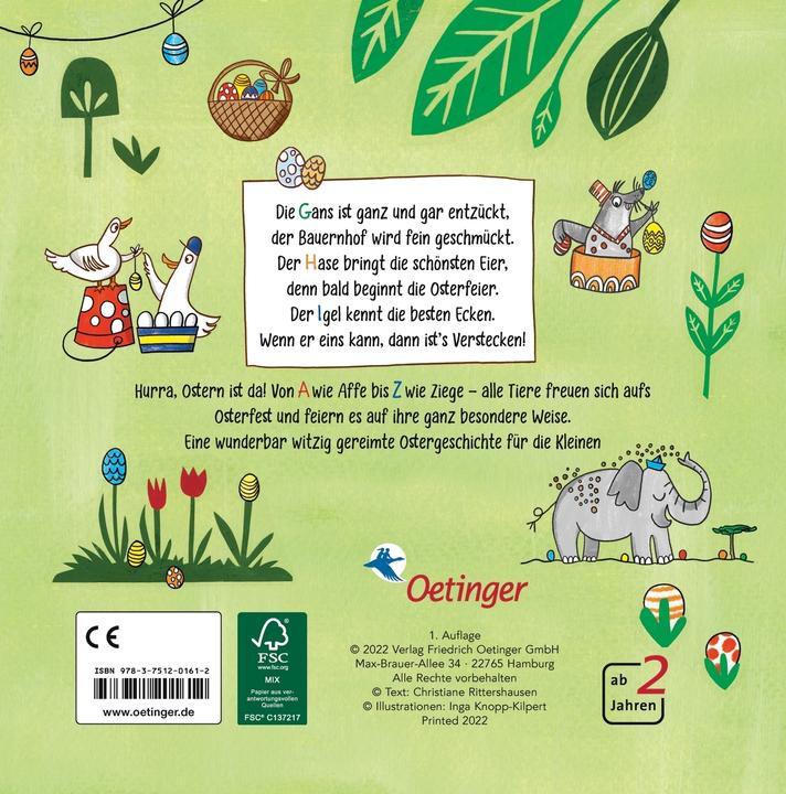 Image du produit Mein tierisch lustiges Oster-ABC (Allemand, Christiane Rittershausen, 2022)