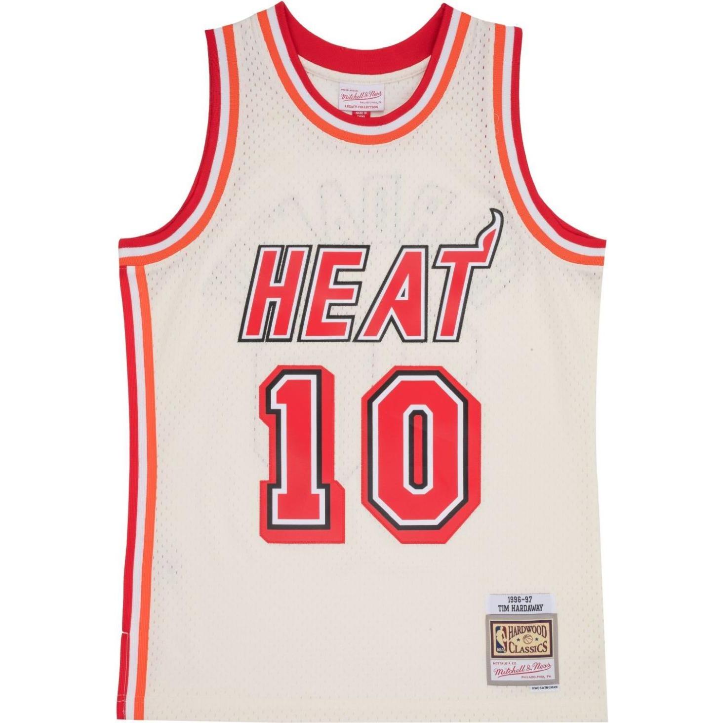 Mitchell & Ness, Herren, Sportshirt, Swingman Jersey Miami Heat OFF-WHITE Tim Hardaway - XXL (XXL), Beige, XXL