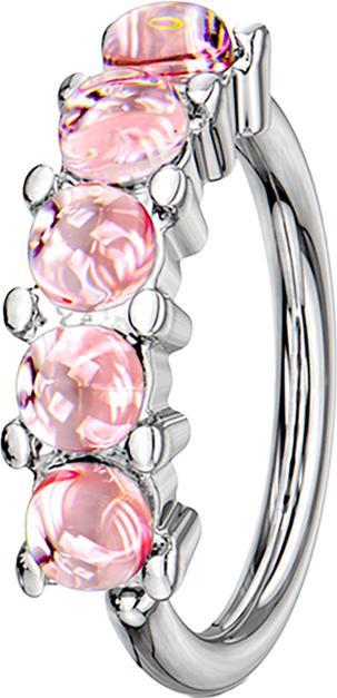 Produktbild Star Piercing Micro Piercing Ring silber fünf Epoxidsteinen pink (ohne Messing, Chirurgenstahl 316L)