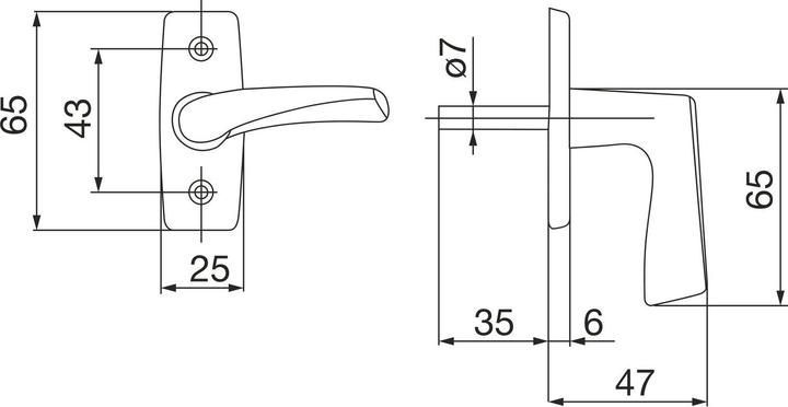 Produktbild Grundmann Fenstergriff FAVORIT 1004 - sichtbar geschraubt, 7x35, Alu poliert
