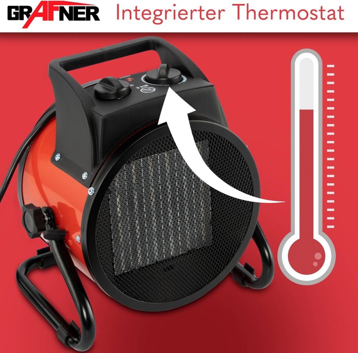Produktbild Grafner Elektroheizer Heizlüfter Bauheizer 3000 Watt Heizstrahler EH10934 (3000 W)