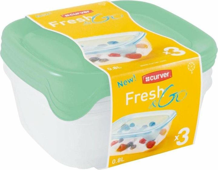 Image du produit Curver Satz Fresh&Go Quadratische Behälter Celedynamometrisch Transparent
