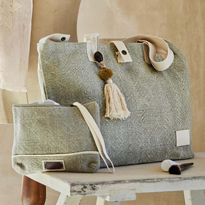 Produktbild Loberon Tasche 2er Set Cravanche grün/beige