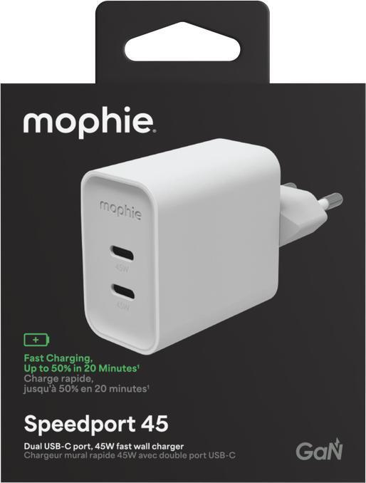 Actual product image Zagg mophie Netzteil GaN 45W 2x USB-C 2026 weiss (45 W, 2 ports)