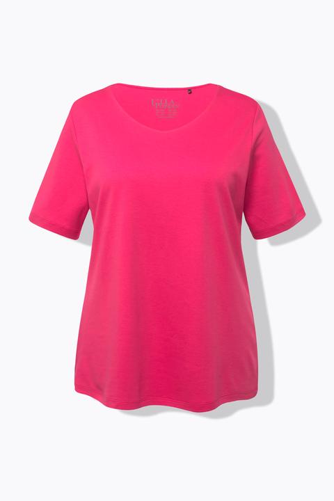 Actual product image Ulla Popken Double Layer Rounded V-Neck Slim Fit Tee (58, 60)