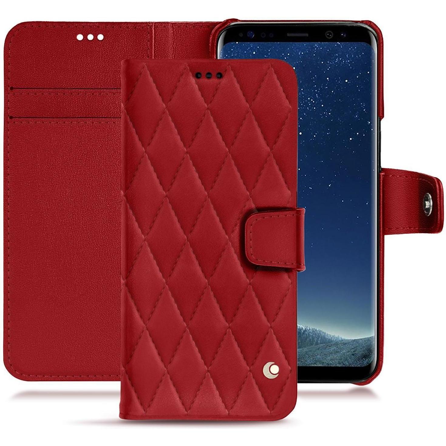 Noreve Lederschutzhülle Wallet (Samsung Galaxy S8+), Smartphone Hülle, Rot