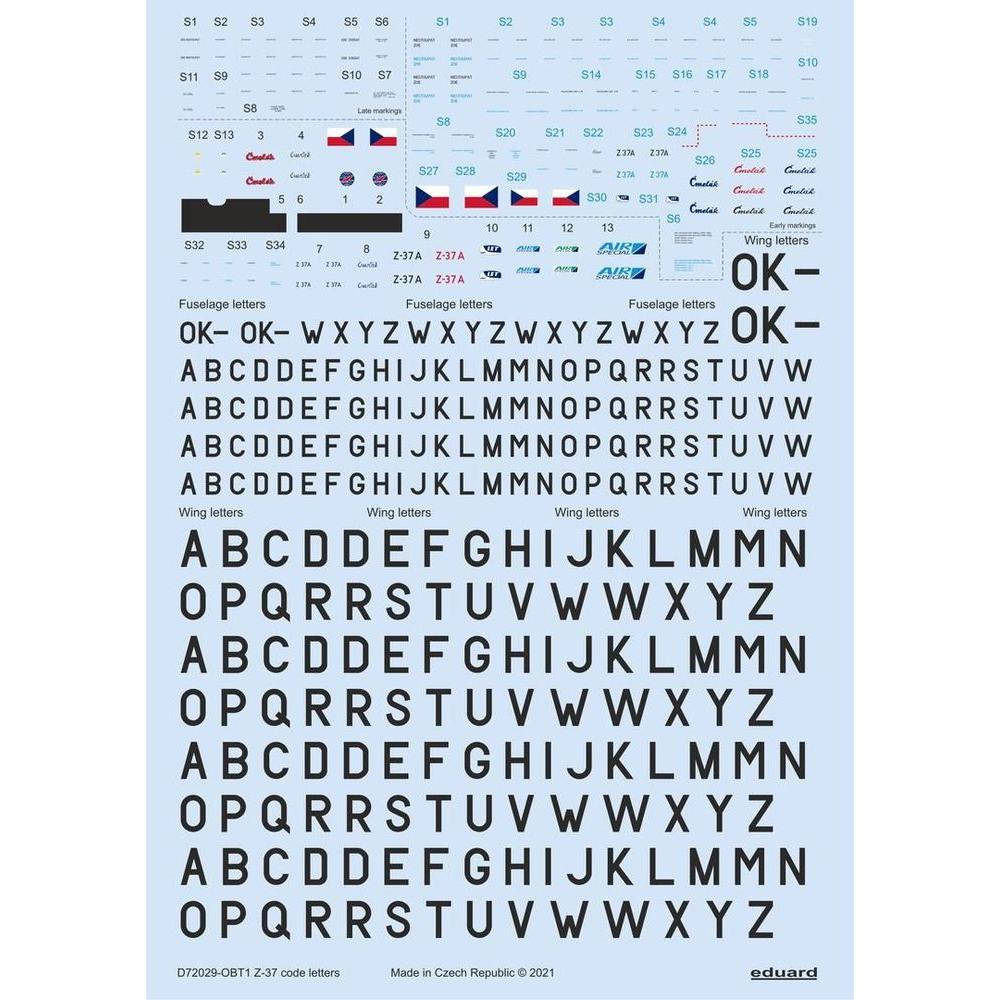 Eduard Z-37 stencils, code letters & labels for