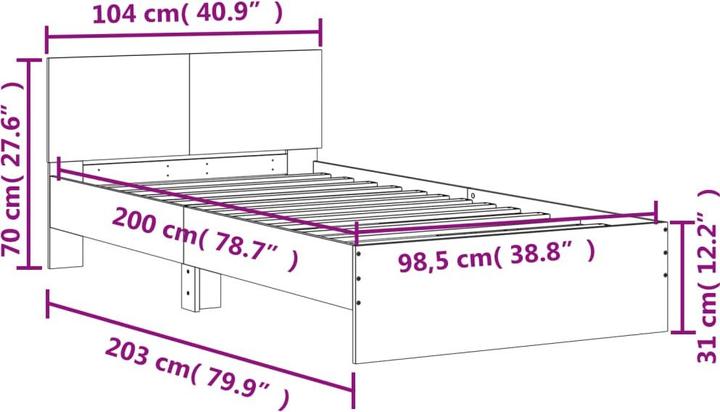 Actual product image vidaXL Bettgestell (140 x 190 cm)