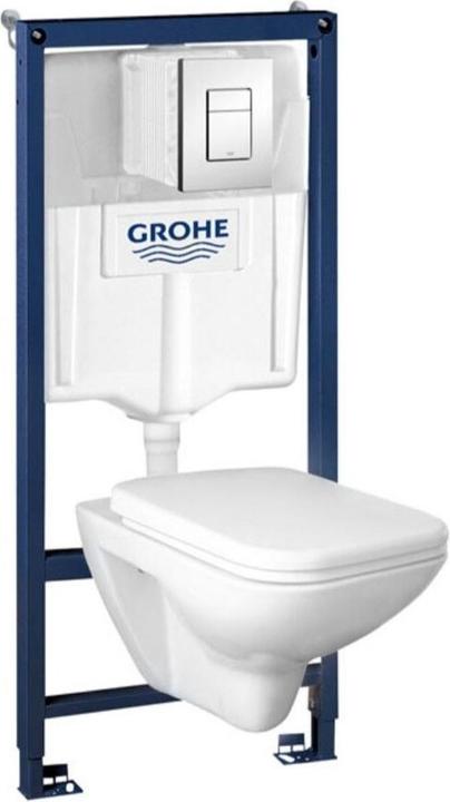 Produktbild Grohe solido - voorwand montageset, toilet en softclose zitting, even bedieningsplaat, chroom