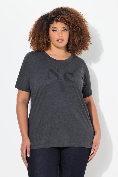 Image du produit Ulla Popken T-shirt oversize avec message, col rond et manches courtes (46, 48)