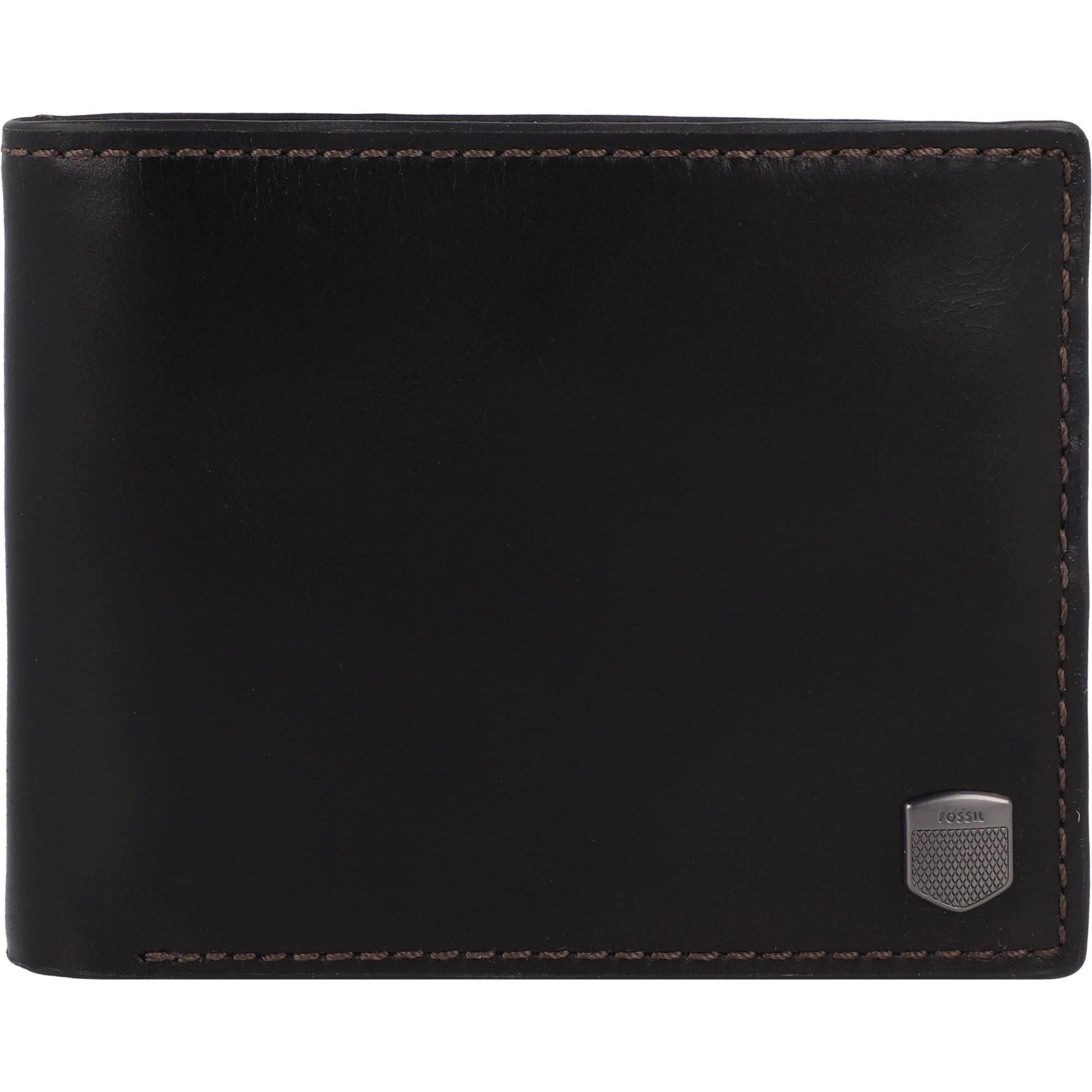 Fossil, Herren, Portemonnaie, Hayes Geldbörse Leder 12 cm, Schwarz