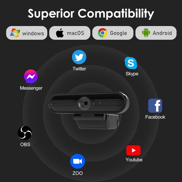 Immagine prodotto Vizolink W4DS Webcam 2K mit Autofokus und Dual Mikrofon