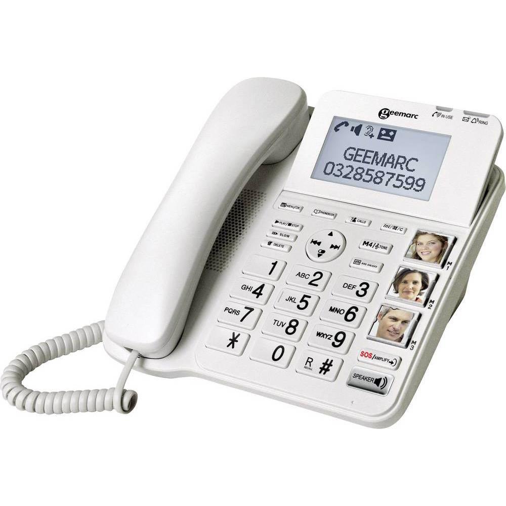 Geemarc Schnurgebundenes Seniorenfon CL595, Telefon, Weiss