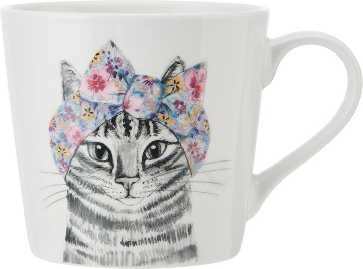 Mikasa Tipperleyhill Cat Print Porcelain Mug, 380ml (380 ml, 1x)