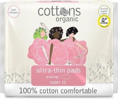 Cottons Ultradünne Pads Super 100% Bio-Baumwolle Hypoallergen Biologisch abbaubar (1 x)