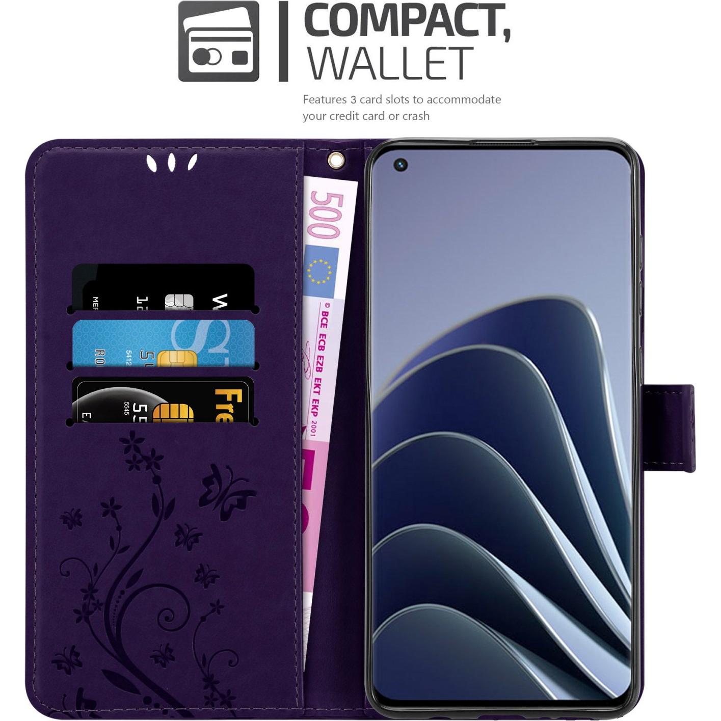 Thumbnail - Cadorabo Flower Book Hülle für OnePlus 10 PRO 5G (OnePlus 10 Pro 5G), Smartphone Hülle, Violett