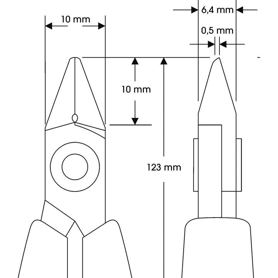 Thumbnail - Wetec, Bolzenschneider + Seitenschneider, Seitenschneider, spitzer breiter Kopf, kleine Wate (125 mm)