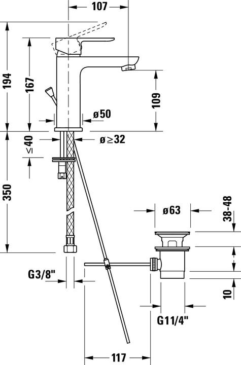 Immagine prodotto Duravit Miscelatore monocomando per lavabo D-Code M FreshStart e Minusflow, con scarico a ribalta