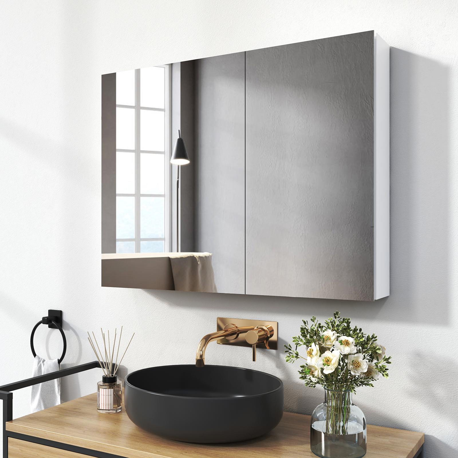 Thumbnail - Emke, Spiegelschrank, Spiegelschränke 85x65cm Spiegelschrank Badschrank mit Doppelseitiger Spiegel (Weiss) (65 x 85 cm)